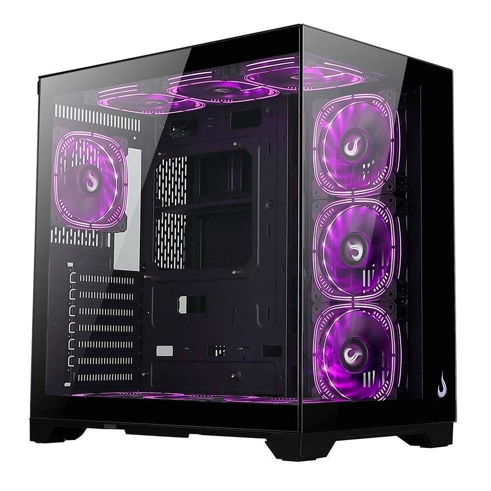 Gabinete Gamer Rise Mode Galaxy Glass Standard V2, Mid Tower, ATX, Lateral e Frontal em Vidro Temperado, Sem FANs, Preto - RM-GA-GGST2-FB