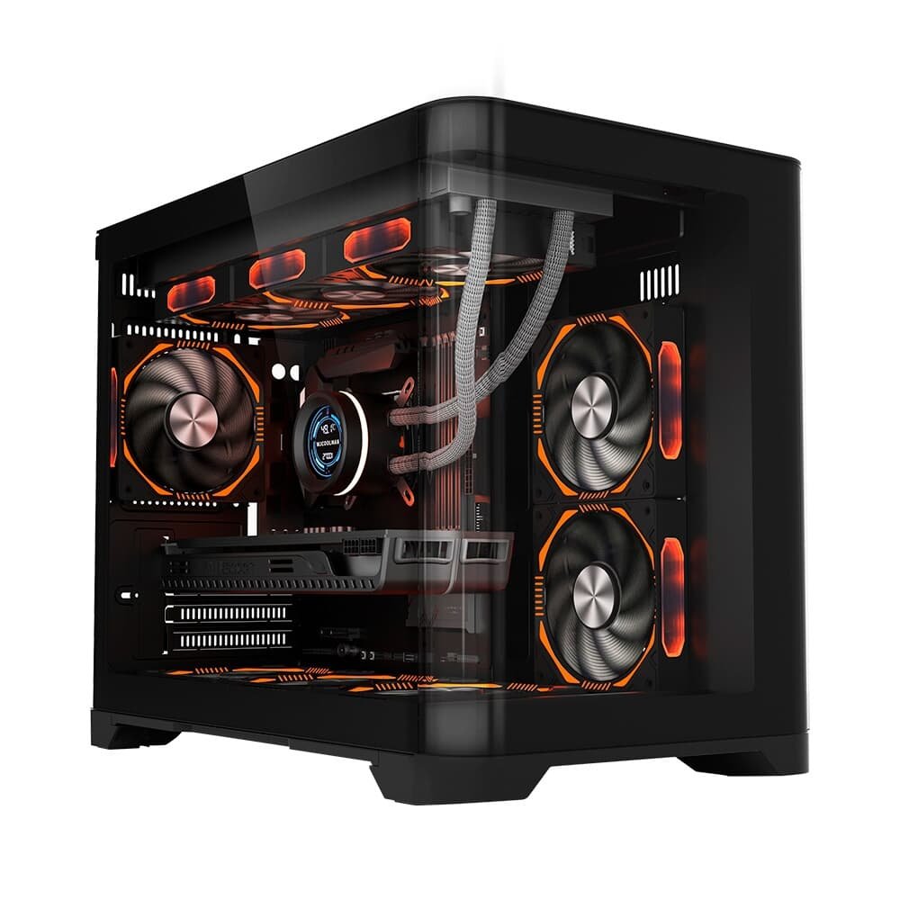 Gabinete Gamer Liketec Madness, Mini Tower, M-ATX, Lateral e Frontal em Vidro Temperado, Sem FANs, Preto - LC-CB3X2-MADNESS-2072