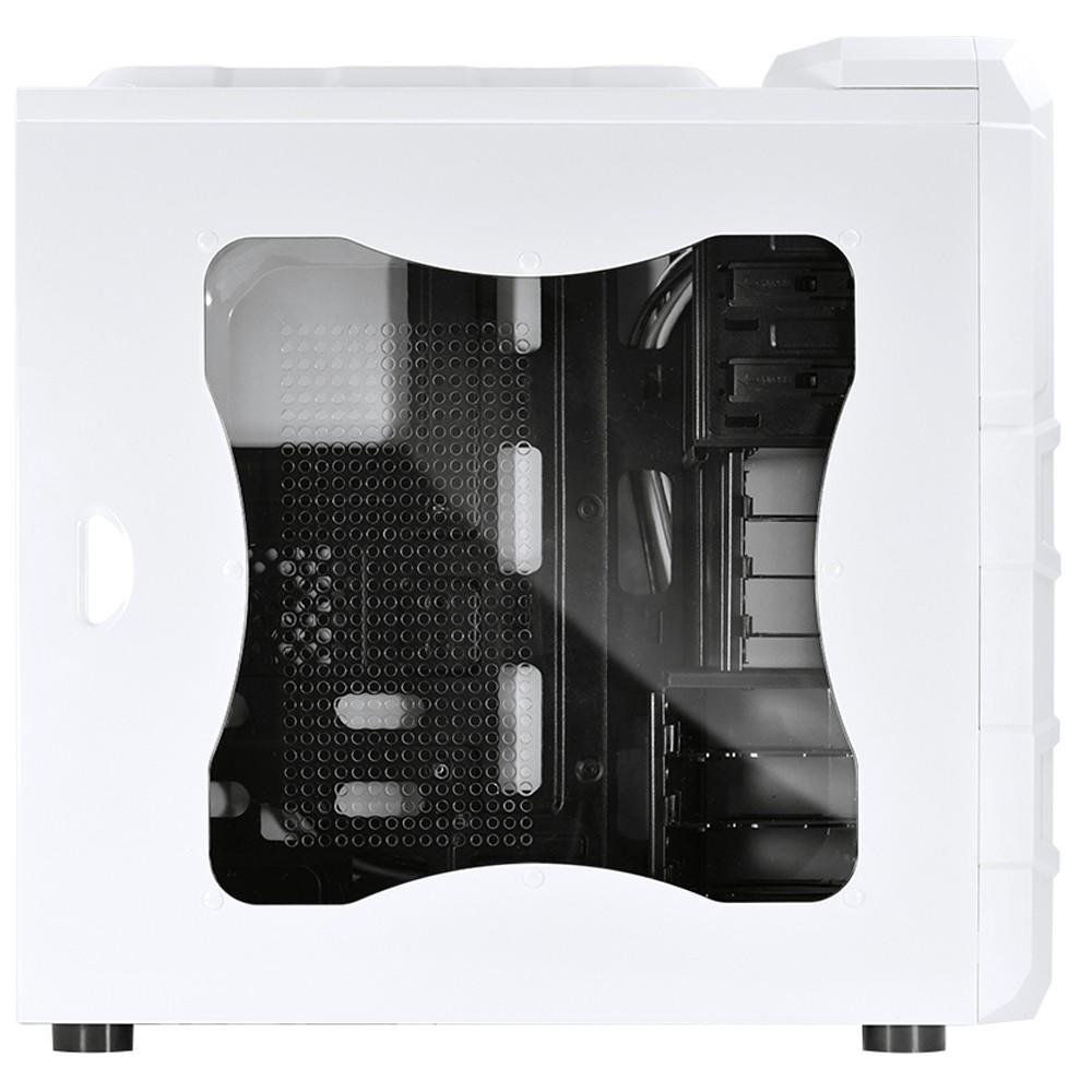Gabinete Gamer PCYES mid-tower Rhino Branco com  3 fans LED Azul Lateral em acrílico – RHINOBCOAZ3FCA