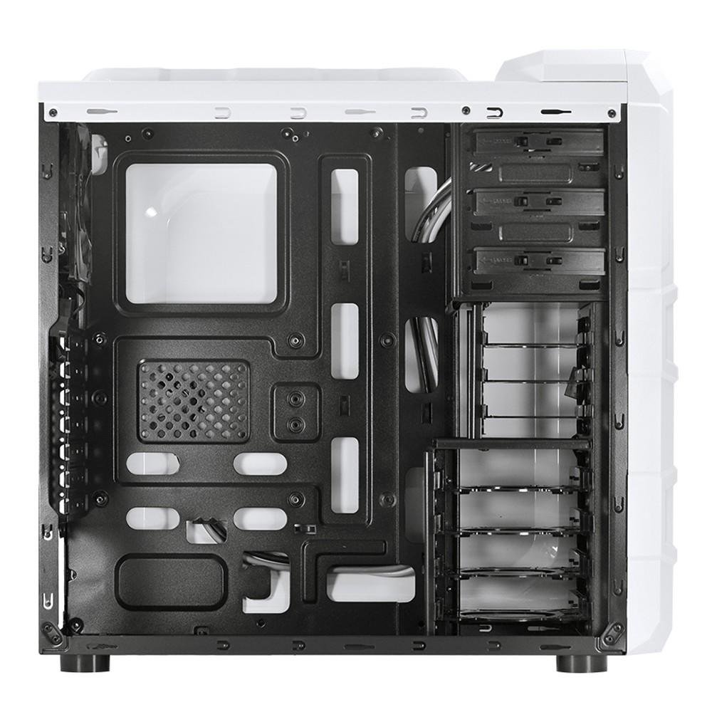 Gabinete Gamer PCYES mid-tower Rhino Branco com  3 fans LED Azul Lateral em acrílico – RHINOBCOAZ3FCA