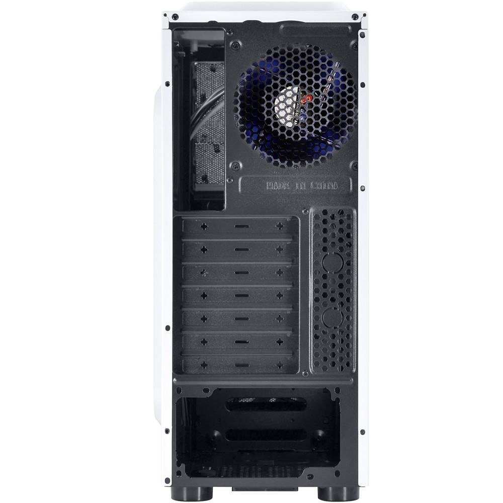 Gabinete Gamer PCYES mid-tower Rhino Branco com  3 fans LED Azul Lateral em acrílico – RHINOBCOAZ3FCA