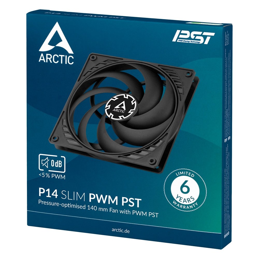 Ventoinha Arctic P14 SLIM PWM PST, 140mm, Preto - ACFAN00268A