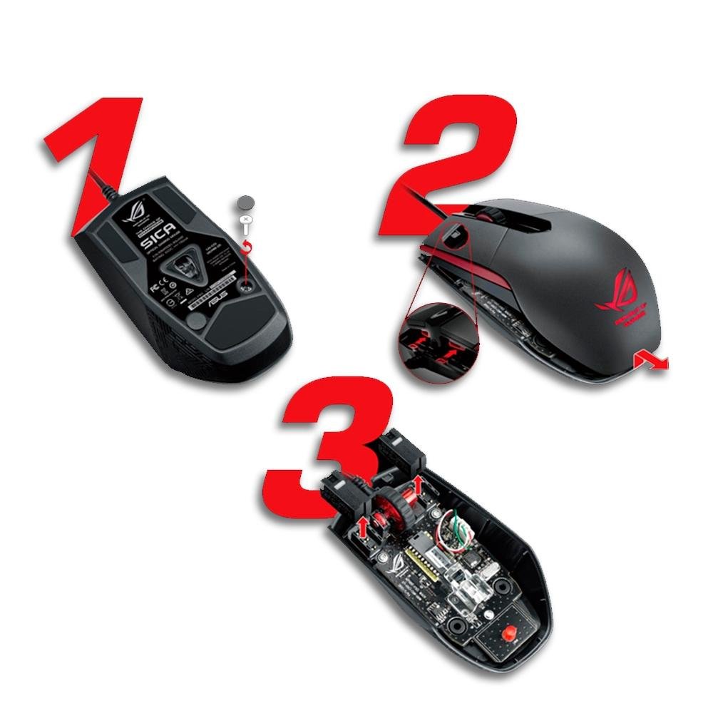 Mouse Gamer Asus Óptico ROG Sica 5000DPI, P301-1A