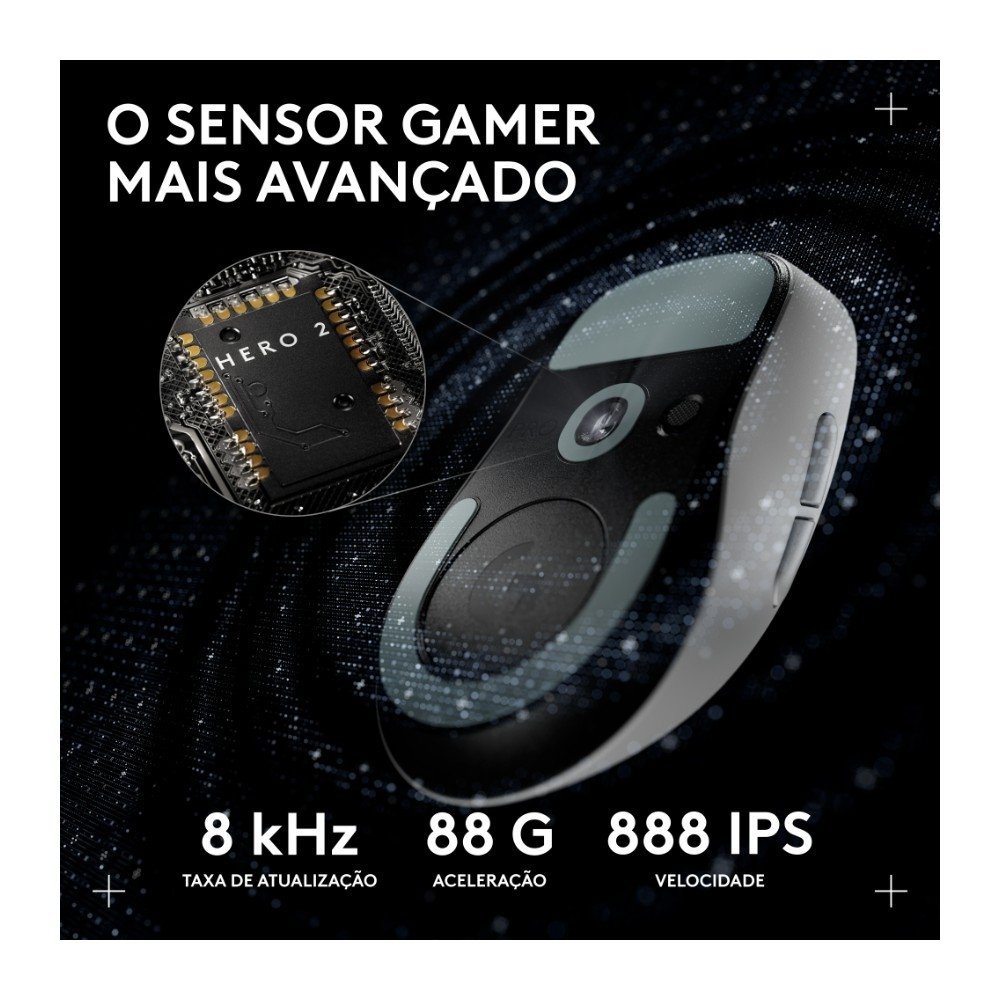 Mouse Gamer Sem Fio Logitech G Pro X Superlight 2 DEX, Lightspeed, 44.000 DPI, Design Assimétrico para Destros, Branco -910-007364 Mouse Gamer Sem Fio Logitech G Pro X Superlight 2 DEX, Lightspeed, 44.000 DPI, Design Assimétrico para Destros, Branco -910-007364