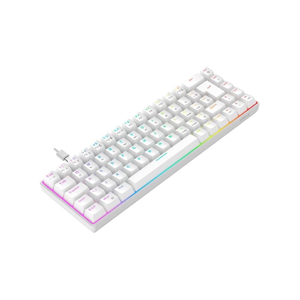 Teclado Mecânico Gamer Hyrax Thunder Pro, Switch Huano Vermelho, RGB, Layout 65%, USB-C, ABNT2, Branco - HCK65W-RED-RGB