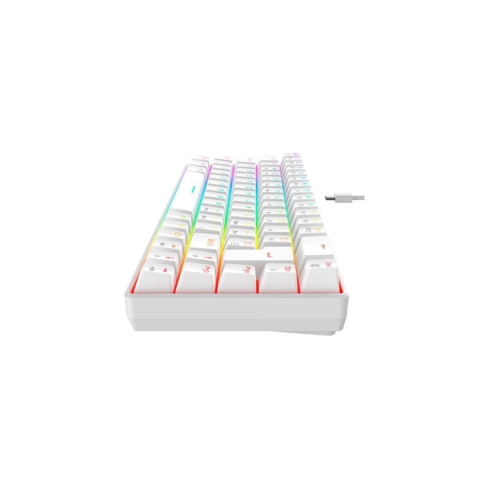Teclado Mecânico Gamer Hyrax Thunder Pro, Switch Huano Vermelho, RGB, Layout 65%, USB-C, ABNT2, Branco - HCK65W-RED-RGB