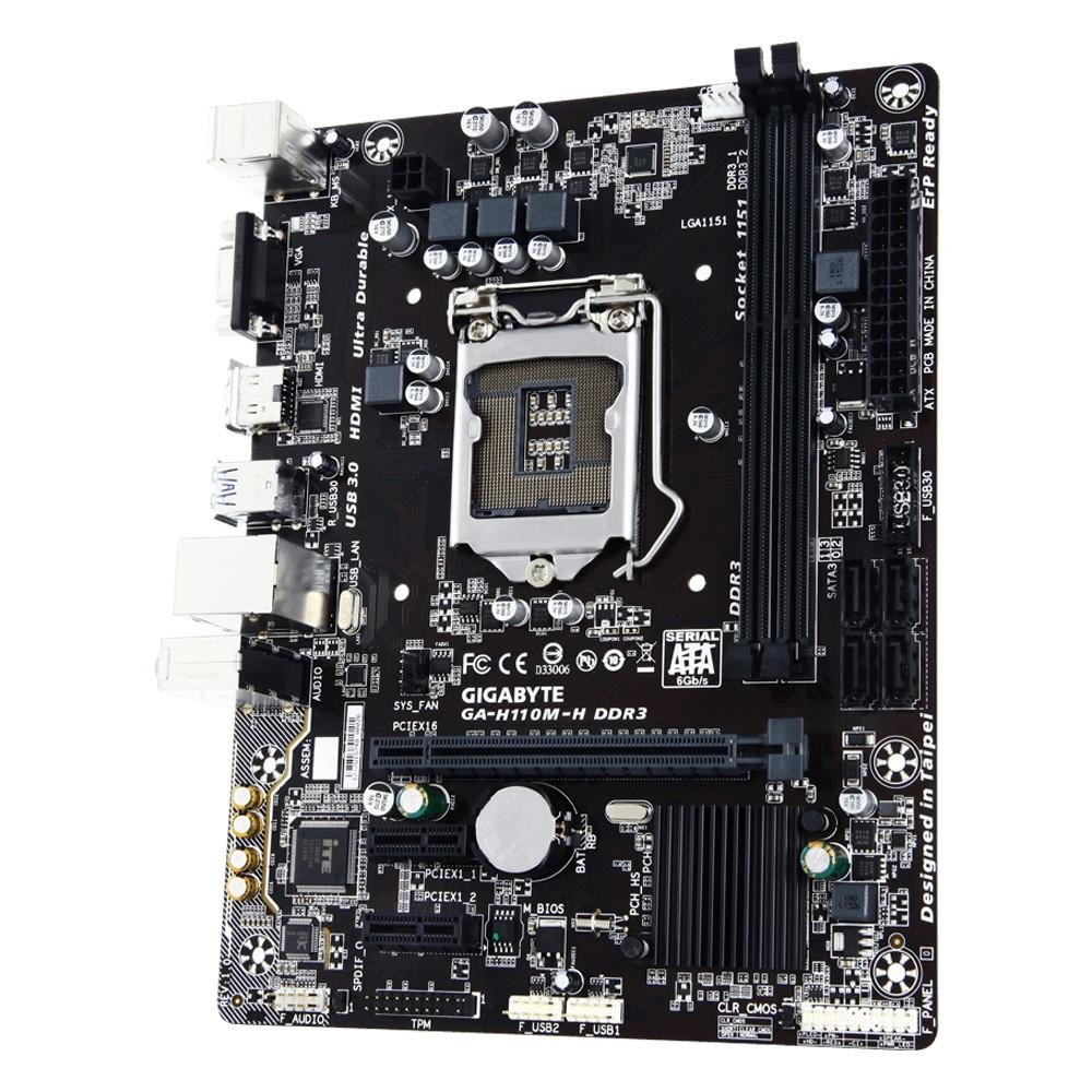 Placa-Mãe Gigabyte GA-H110M-H, Intel LGA 1151, mATX, DDR3 Placa-Mãe Gigabyte GA-H110M-H, Intel LGA 1151, mATX, DDR3
