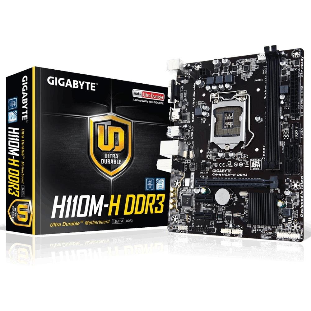 Placa-Mãe Gigabyte GA-H110M-H, Intel LGA 1151, mATX, DDR3 Placa-Mãe Gigabyte GA-H110M-H, Intel LGA 1151, mATX, DDR3