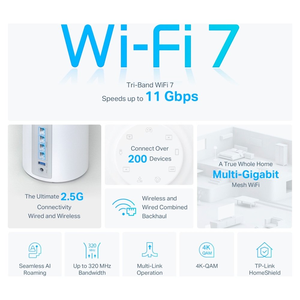 Deco BE65 WiFi 7 Mesh: Internet 11Gbps | KaBuM!