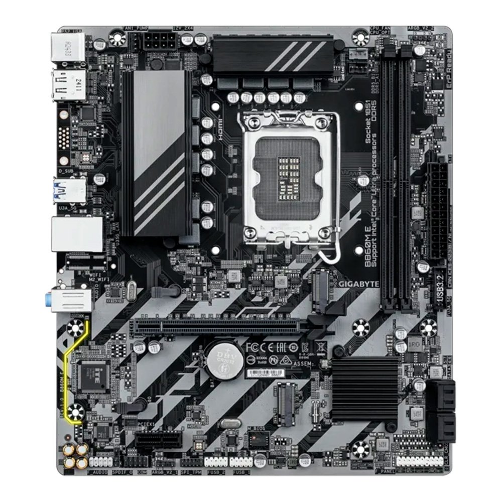 Placa Mãe Gigabyte B860M E, Intel, Micro ATX, DDR5, Preto - B86ME-00
