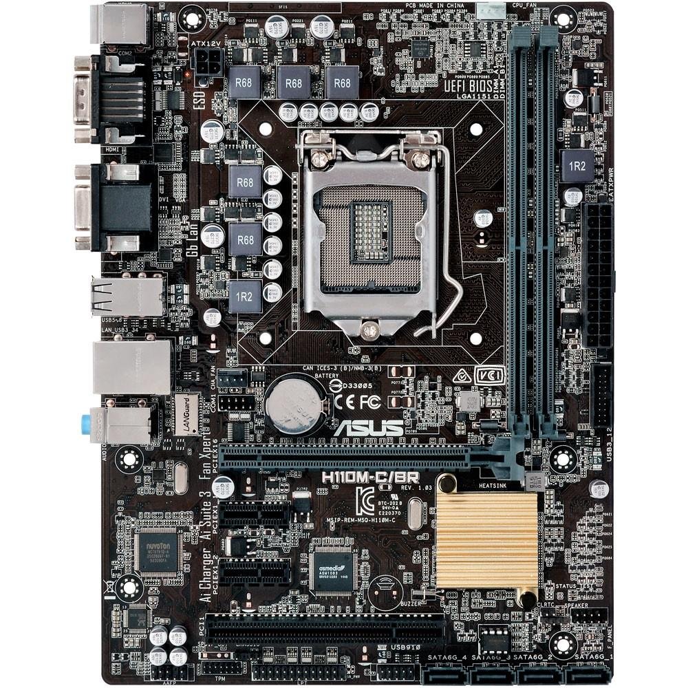 Placa-Mãe Asus H110M-C/BR, Intel LGA 1151, mATX, DDR4 Placa-Mãe Asus H110M-C/BR, Intel LGA 1151, mATX, DDR4