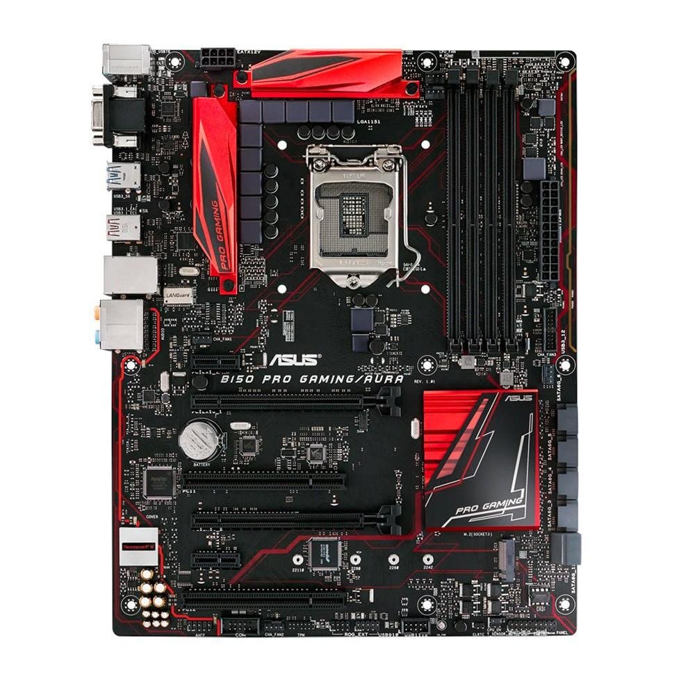 Placa-Mãe ASUS p/ Intel LGA 1151 ATX B150, PRO GAMING/AURA, 4x DDR4, PCI-E 3.0, LED RGB, Rede Intel, USB 3.1 Tipo A e C, CrossfireX, VR