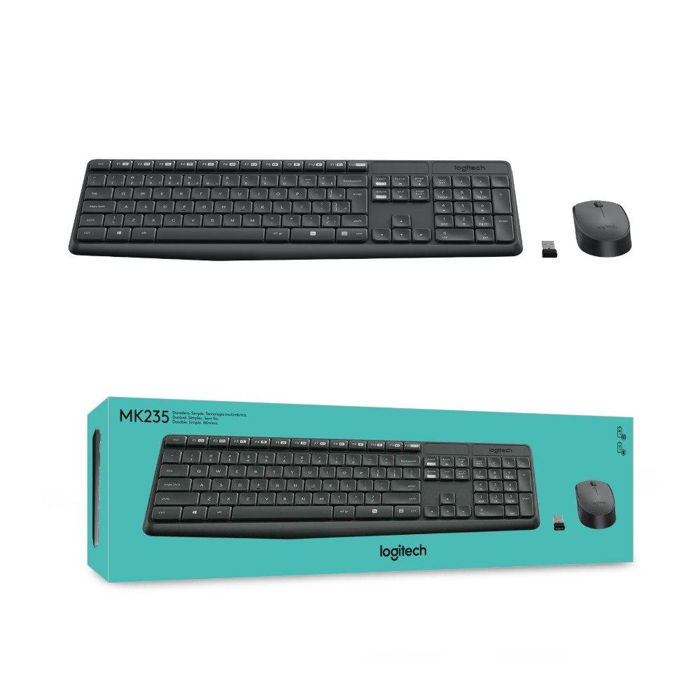 Combo Teclado e Mouse sem fio Logitech MK235 com Conexão USB, Pilhas Inclusas e Layout ABNT2 - 920-007903
