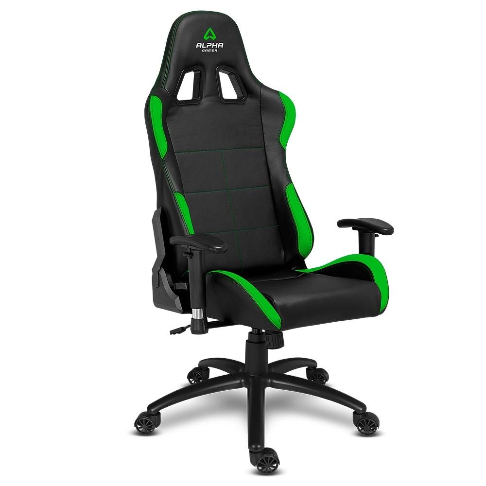 Cadeira Gamer Alpha Gamer Vega, Até 130Kg, Cilindro de Gás 4, Braço Ajustável, Preto e Verde - view 5