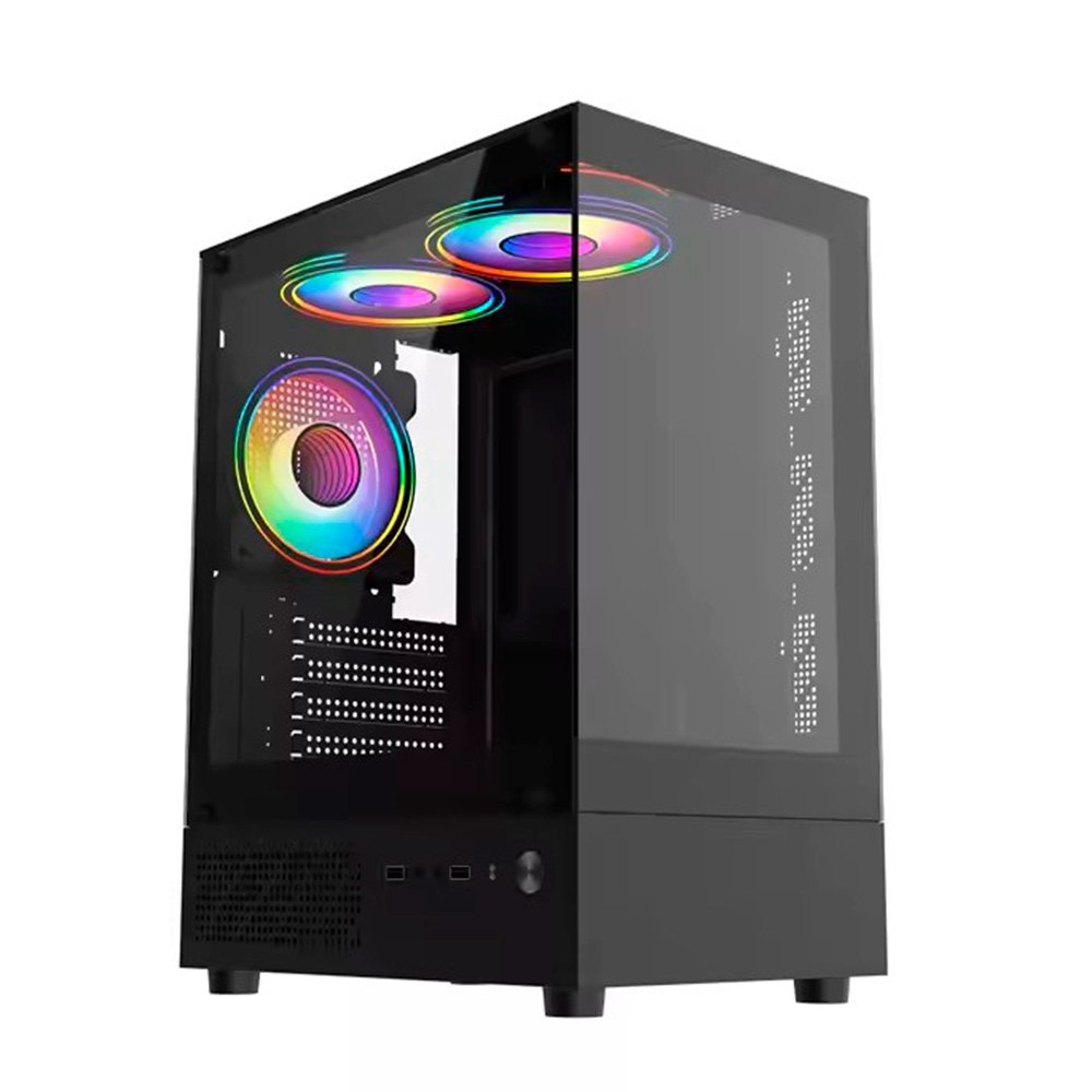 Gabinete Gamer Liketec Quest, Mid-Tower, M-ATX,Frontal e Lateral em Vidro Temperado, 3x Fan, Preto - LC-MX-QUEST-SF Gabinete Gamer Liketec Quest, Mid-Tower, M-ATX,Frontal e Lateral em Vidro Temperado, 3x Fan, Preto - LC-MX-QUEST-SF