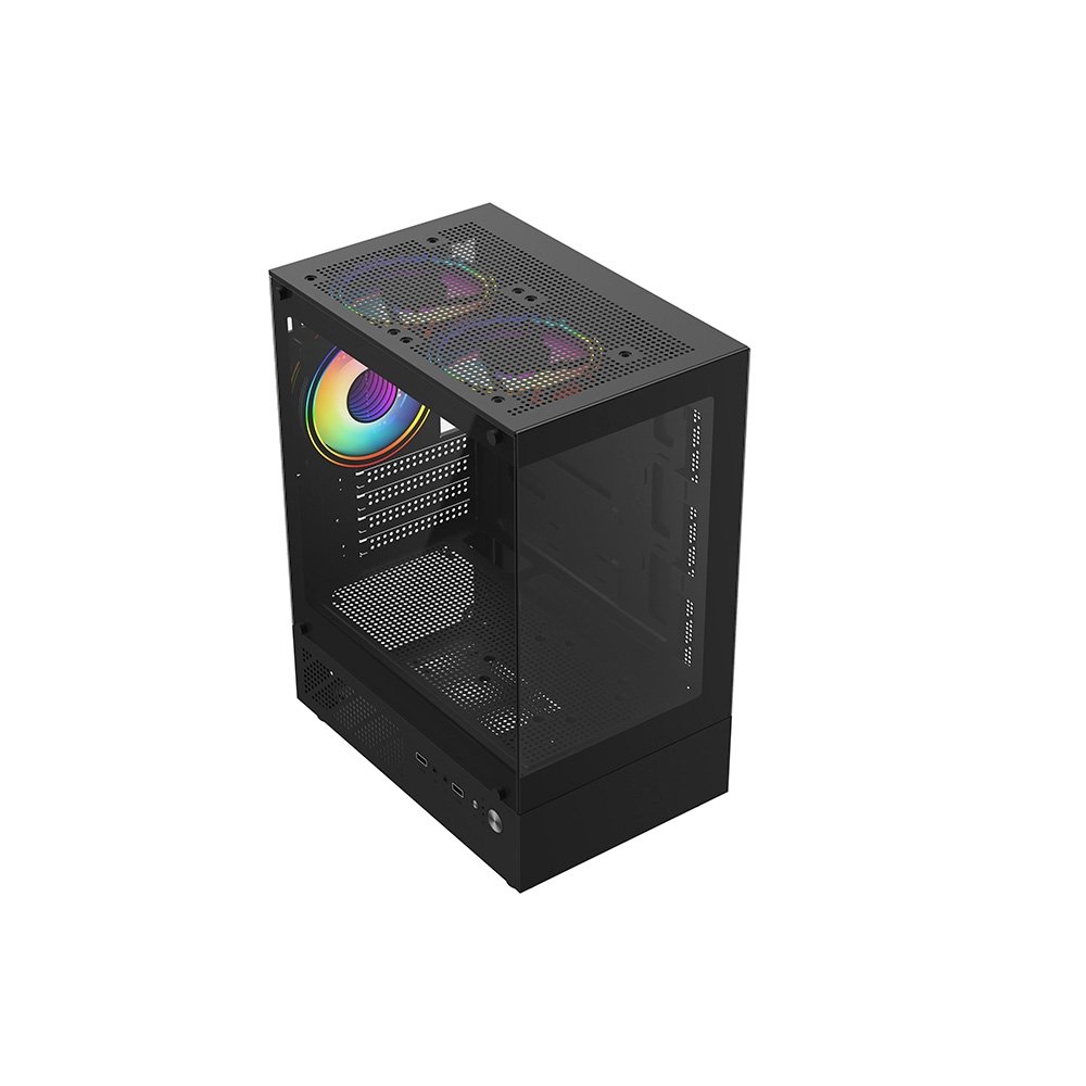 Gabinete Gamer Liketec Quest, Mid-Tower, M-ATX,Frontal e Lateral em Vidro Temperado, 3x Fan, Preto - LC-MX-QUEST-SF Gabinete Gamer Liketec Quest, Mid-Tower, M-ATX,Frontal e Lateral em Vidro Temperado, 3x Fan, Preto - LC-MX-QUEST-SF