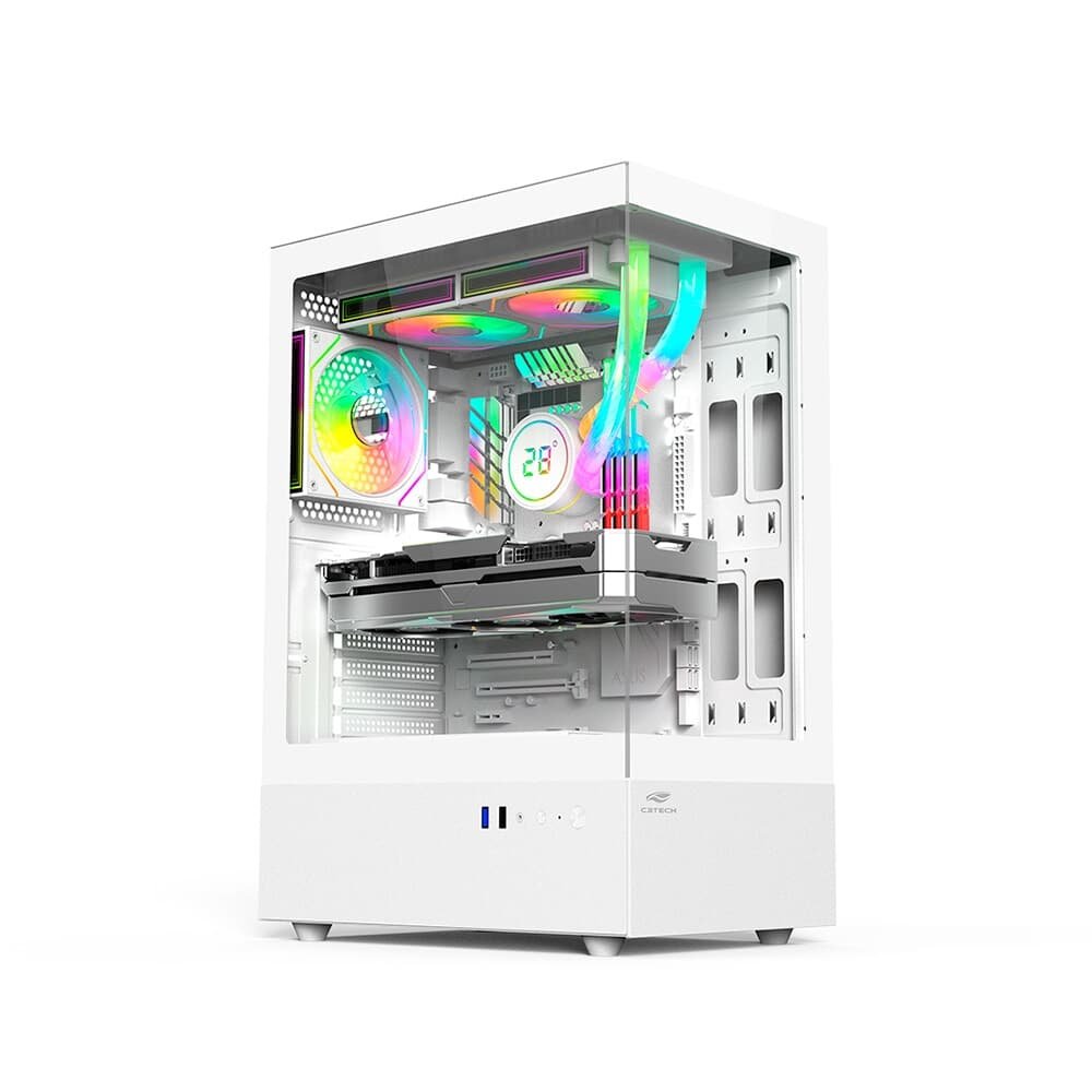 Gabinete Gamer C3Tech Aquarius, Branco | KaBuM!