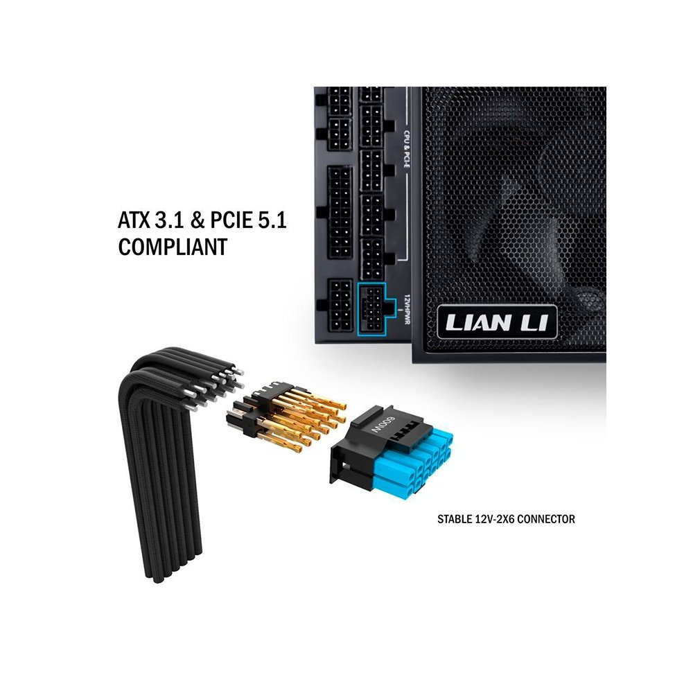 Fonte Gamer Lian Li Edge 1000W, 80 Plus, Platinum, Preto - EG1000 BLACK EU