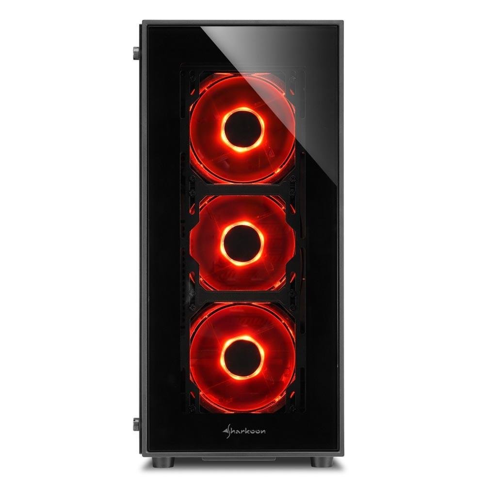 Gabinete Sharkoon TG5, ATX, LED Vermelho, Lateral e Frontal em Vidro Temperado,4x Cooler Fan, Preto - TG5 Gabinete Sharkoon TG5, ATX, LED Vermelho, Lateral e Frontal em Vidro Temperado,4x Cooler Fan, Preto - TG5