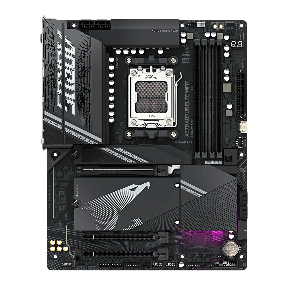 Placa Mãe Gigabyte X870 AORUS ELITE WIFI7, AMD AM5, ATX, DDR5, RGB, Wi-Fi 7, Bluetooth, Preto - 9MX87EL7-00-G11