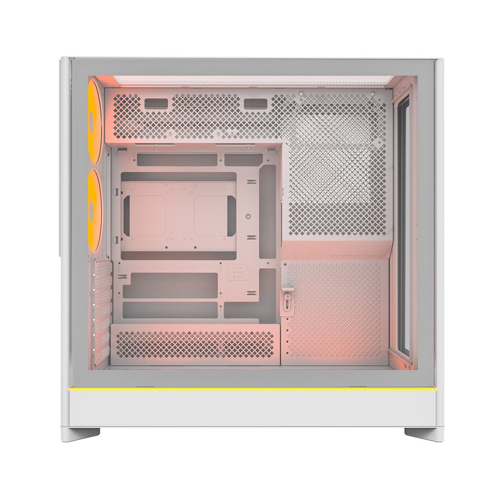 Gabinete Gamer Montech HS01 Pro, Mid-Tower, ATX, Vidro Temperado, 5x FANs, Branco - HS01PROWH Gabinete Gamer Montech HS01 Pro, Mid-Tower, ATX, Vidro Temperado, 5x FANs, Branco - HS01PROWH