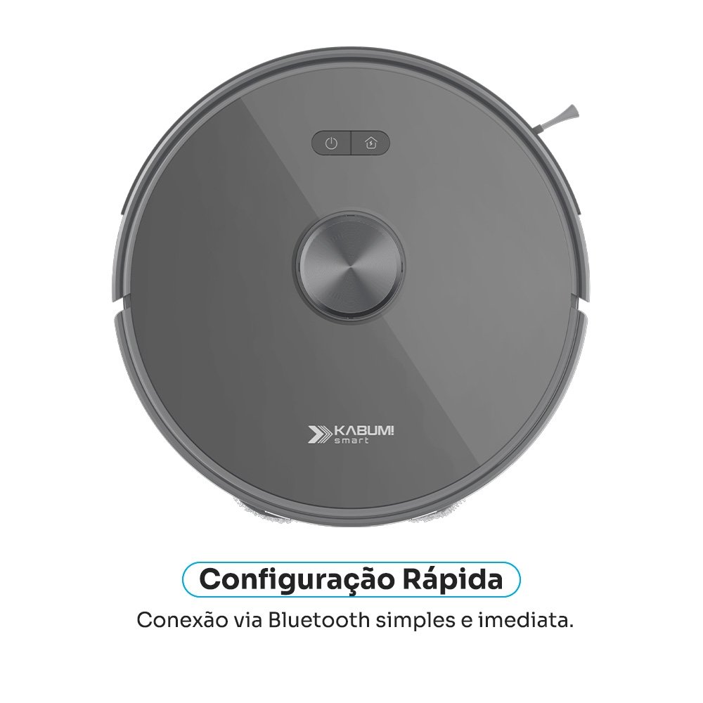 Robô Aspirador de Pó e Passa Pano KABUM! smart K1100, Mapeia, MOP rotativo, Autolimpante, 10000PA, APP, 220V, Cor Inox/Cinza  - KSAR110020CZ