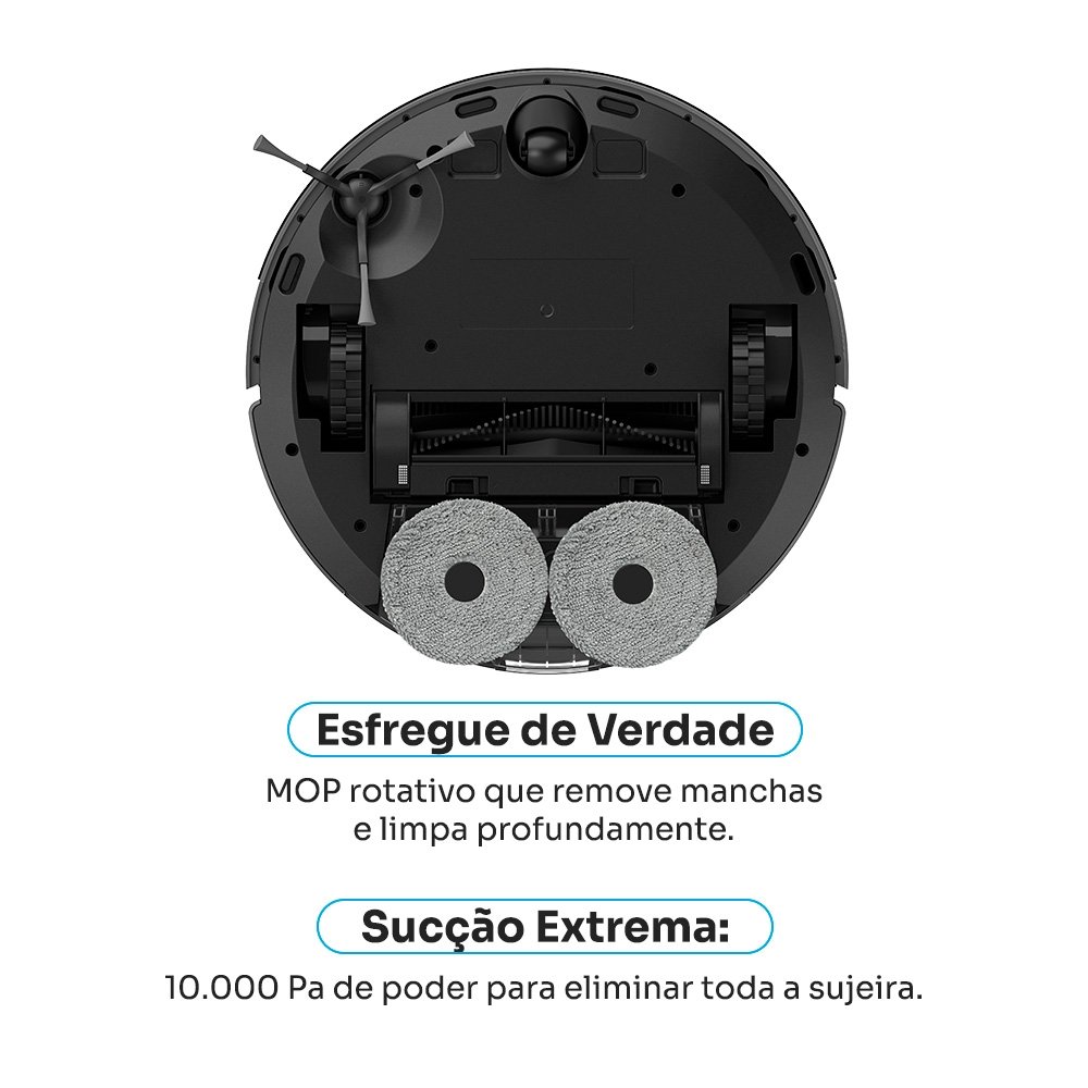 Robô Aspirador de Pó e Passa Pano KABUM! smart K1100, Mapeia, MOP rotativo, Autolimpante, 10000PA, APP, 220V, Cor Inox/Cinza  - KSAR110020CZ