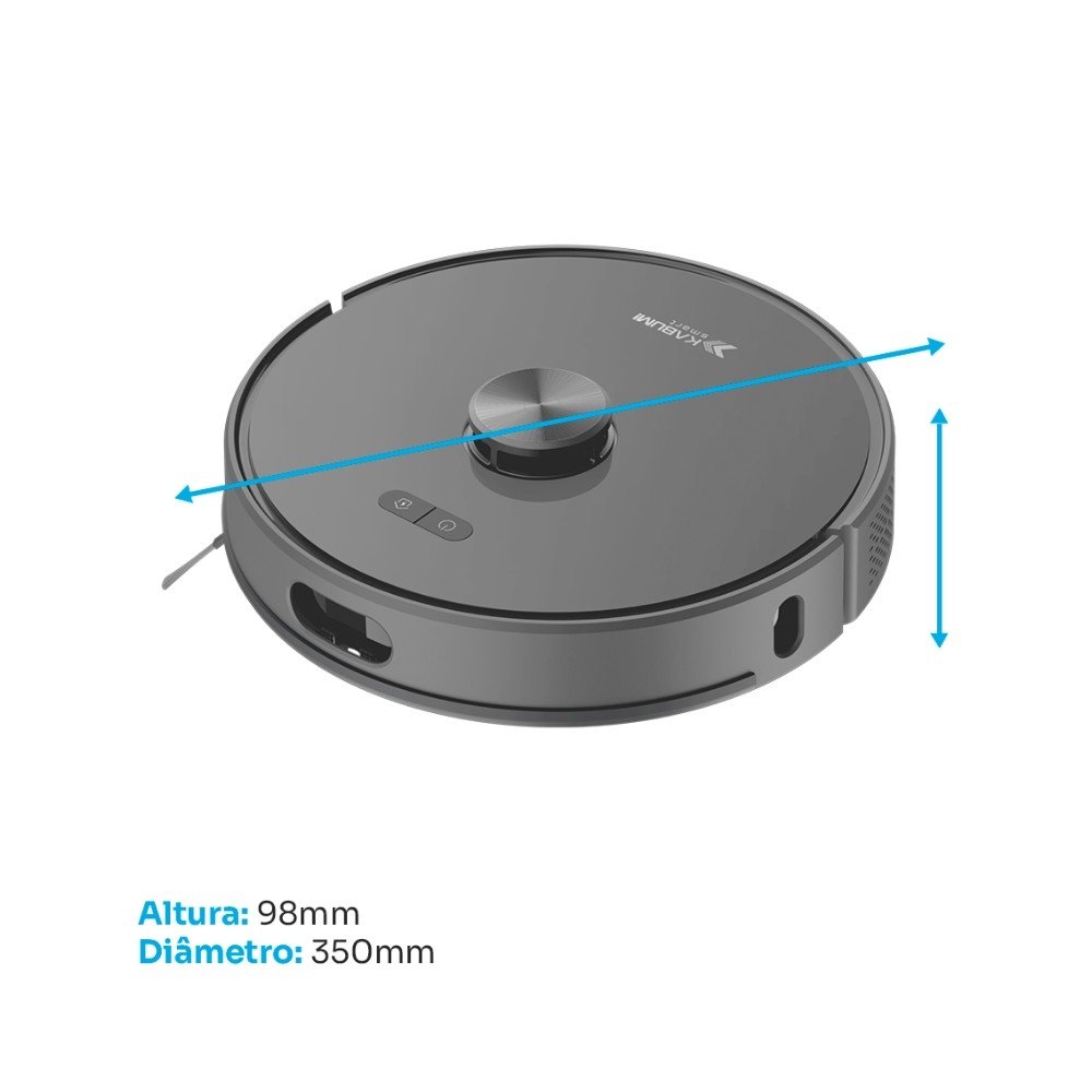 Robô Aspirador de Pó e Passa Pano KABUM! smart K1100, Mapeia, MOP rotativo, Autolimpante, 10000PA, APP, 220V, Cor Inox/Cinza  - KSAR110020CZ