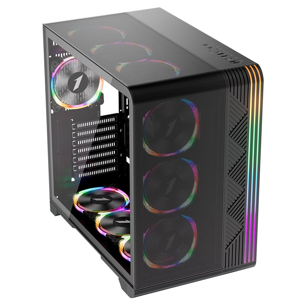 Gabinete Gamer 1STPLAYER VT7, Mid Tower, RGB, ATX, Lateral em Vidro Temperado, 4X Fans, Preto - VT7-BK-4FS7 Gabinete Gamer 1STPLAYER VT7, Mid Tower, RGB, ATX, Lateral em Vidro Temperado, 4X Fans, Preto - VT7-BK-4FS7