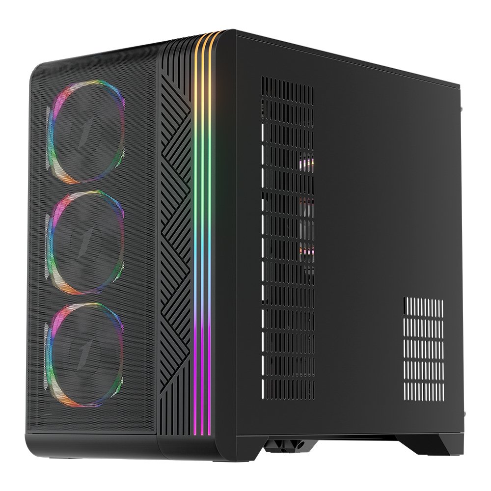 Gabinete Gamer 1STPLAYER VT7, Mid Tower, RGB, ATX, Lateral em Vidro Temperado, 4X Fans, Preto - VT7-BK-4FS7 Gabinete Gamer 1STPLAYER VT7, Mid Tower, RGB, ATX, Lateral em Vidro Temperado, 4X Fans, Preto - VT7-BK-4FS7