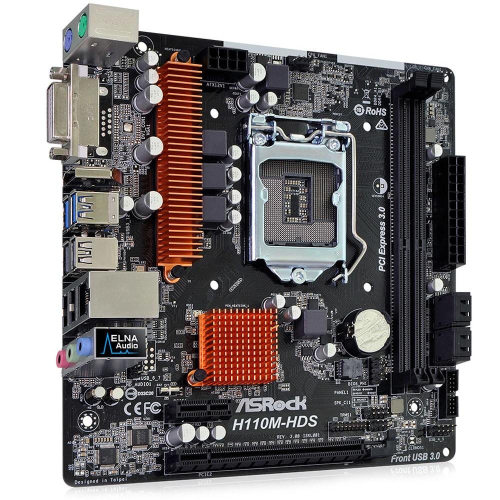 Placa-Mãe ASRock H110M-HDS R3.0, Intel LGA 1151, mATX, DDR4 Placa-Mãe ASRock H110M-HDS R3.0, Intel LGA 1151, mATX, DDR4