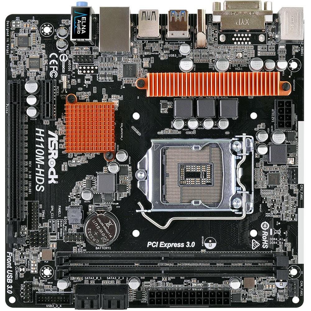 Placa-Mãe ASRock H110M-HDS R3.0, Intel LGA 1151, mATX, DDR4 Placa-Mãe ASRock H110M-HDS R3.0, Intel LGA 1151, mATX, DDR4