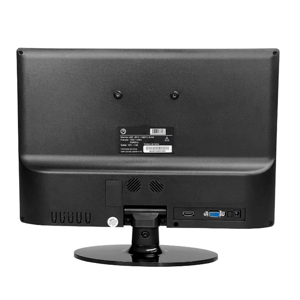 Monitor Office BrazilPC 15.4"", HD, 60Hz, 5ms, VGA e HDMI, Preto - 15BPC-KANB