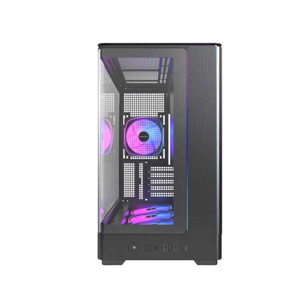 Gabinete Gamer Montech KING45 PRO, Mid Tower, ARGB, ATX, Frontal e Lateral em Vidro, Preto - KING45PB