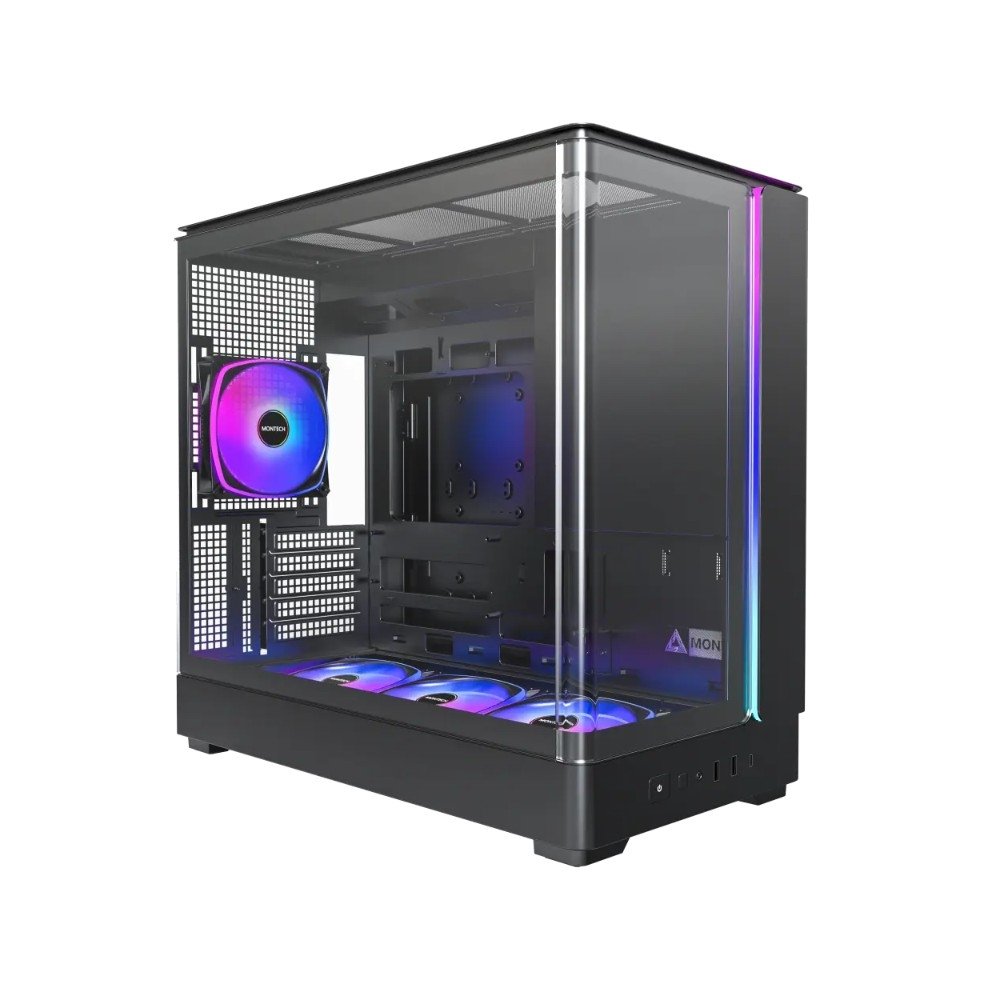 Gabinete Gamer Montech KING45 PRO, Mid Tower, ARGB, ATX, Frontal e Lateral em Vidro, Preto - KING45PB