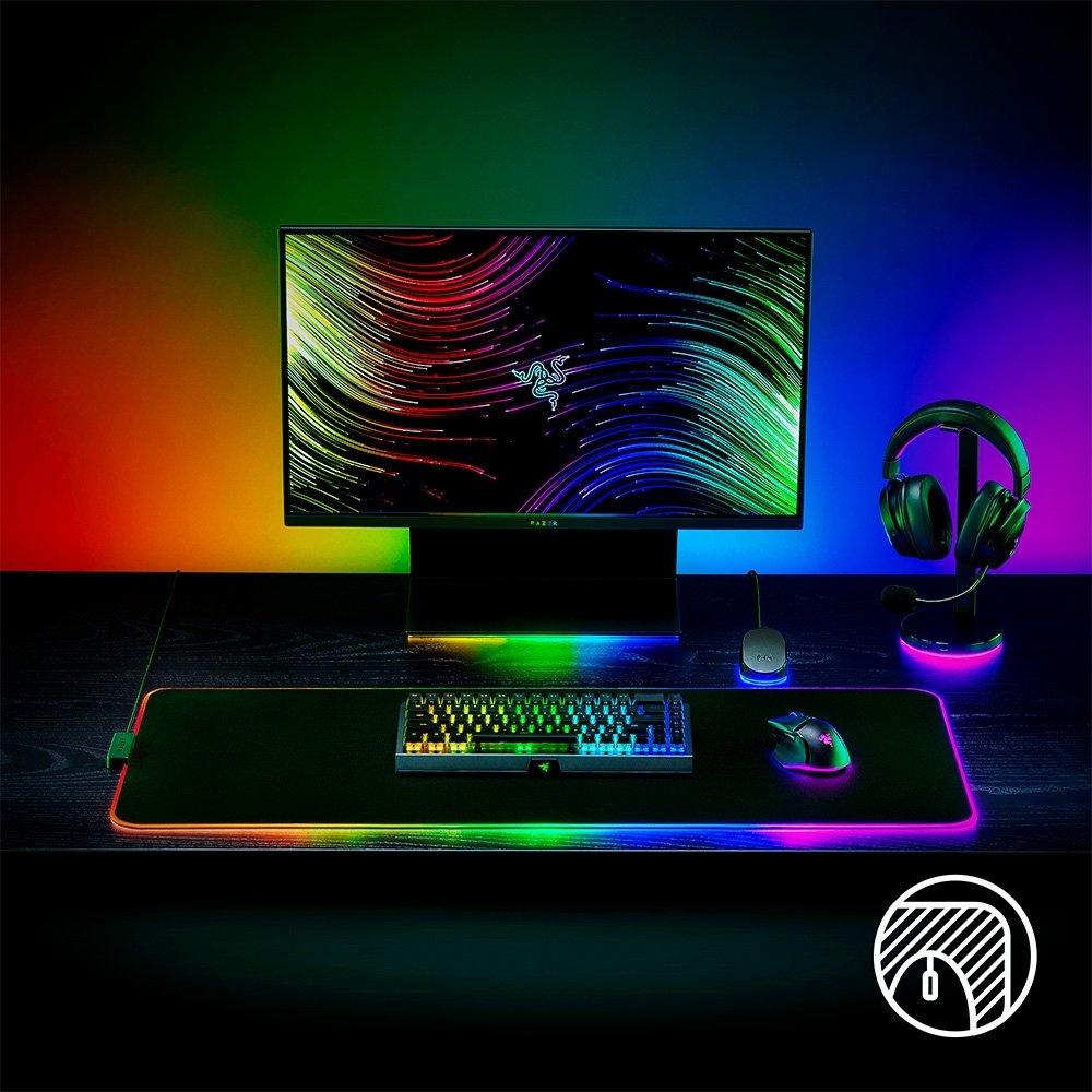 51●RAZER STRIDER CHROMA RI0525-1 Mousepad Razer Strider Chroma Híbrido RGB | KaBuM!