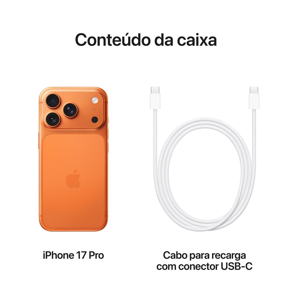 iPhone 17 Pro Apple 256GB, Laranja-cósmico | KaBuM
