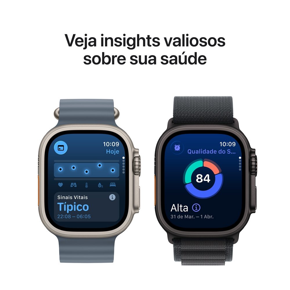 Apple Watch Ultra 3 GPS + Cellular, Caixa Natural de Titânio de 49 mm, Pulseira Natural Estilo Milanês de Titânio, M - MEWY4BE/A