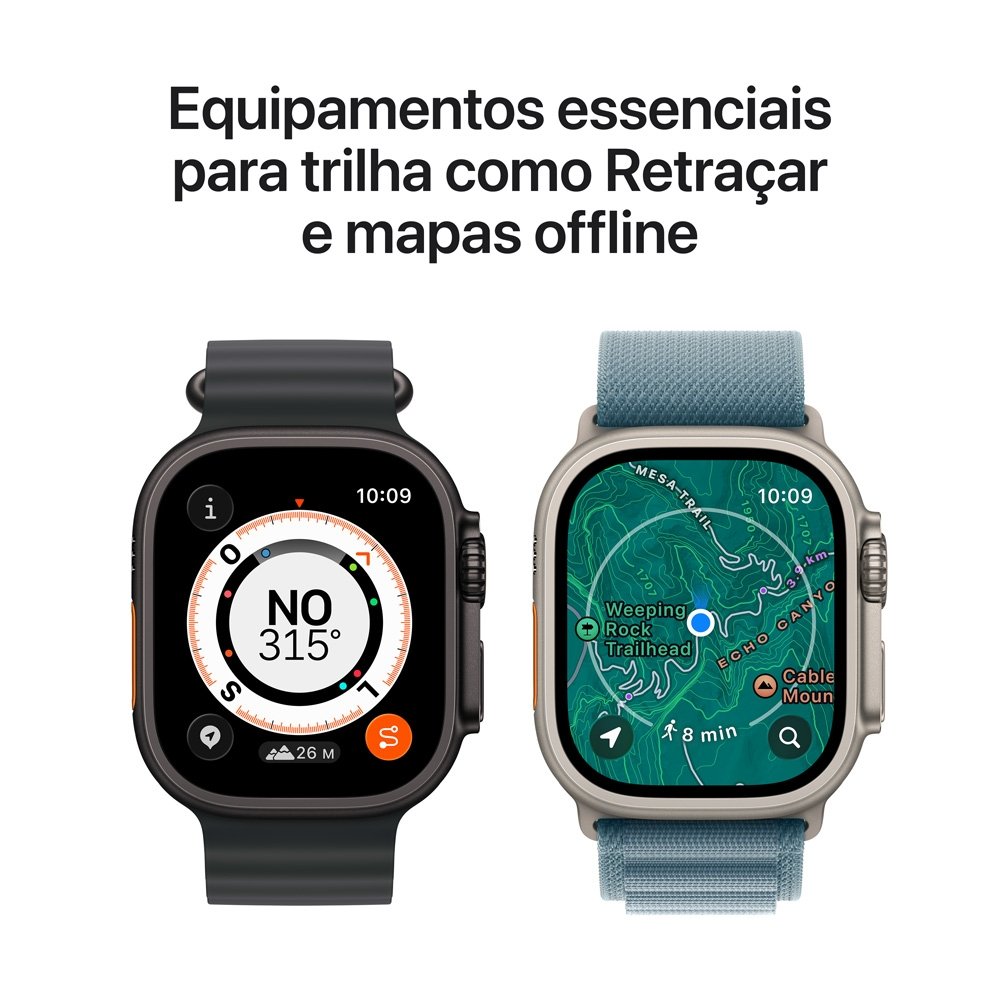 Apple Watch Ultra 3 GPS + Cellular, Caixa Natural de Titânio de 49 mm, Pulseira Natural Estilo Milanês de Titânio, M - MEWY4BE/A