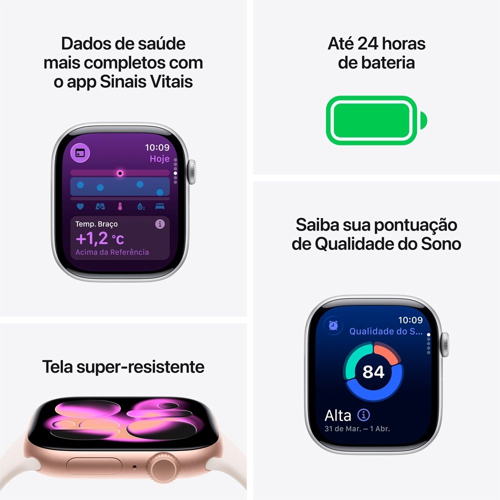 Apple Watch Series 11 GPS + Cellular, Caixa dourada de Titânio de 46 mm, Pulseira dourada estilo milanês, Tamanho M/G - MFD84AM/A