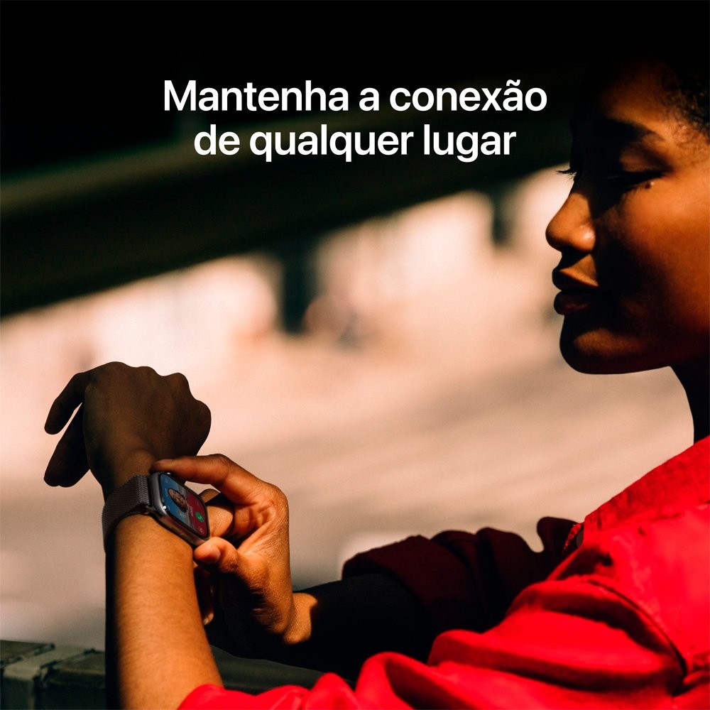 Apple Watch Series 11 GPS + Cellular, Caixa dourada de Titânio de 46 mm, Pulseira dourada estilo milanês, Tamanho M/G - MFD84AM/A