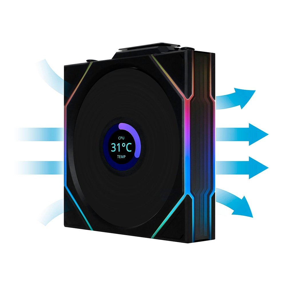 Ventoinha Lian Li UNI FAN TL LCD, 120mm, ARGB, Preta - 12TLLCD1W1B