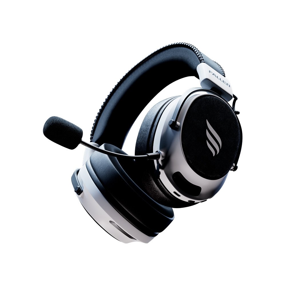 Headset Gamer Sem Fio Fallen Morcego Pro Wireless, 7.1 Virtual, Surround, Bluetooth 5.2, Microfone Destacável, Branco - HE00061