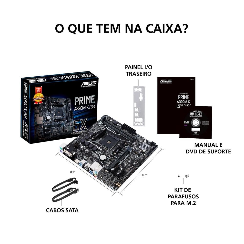 Placa-Mãe Asus Prime A320M-J/BR AMD KaBuM!