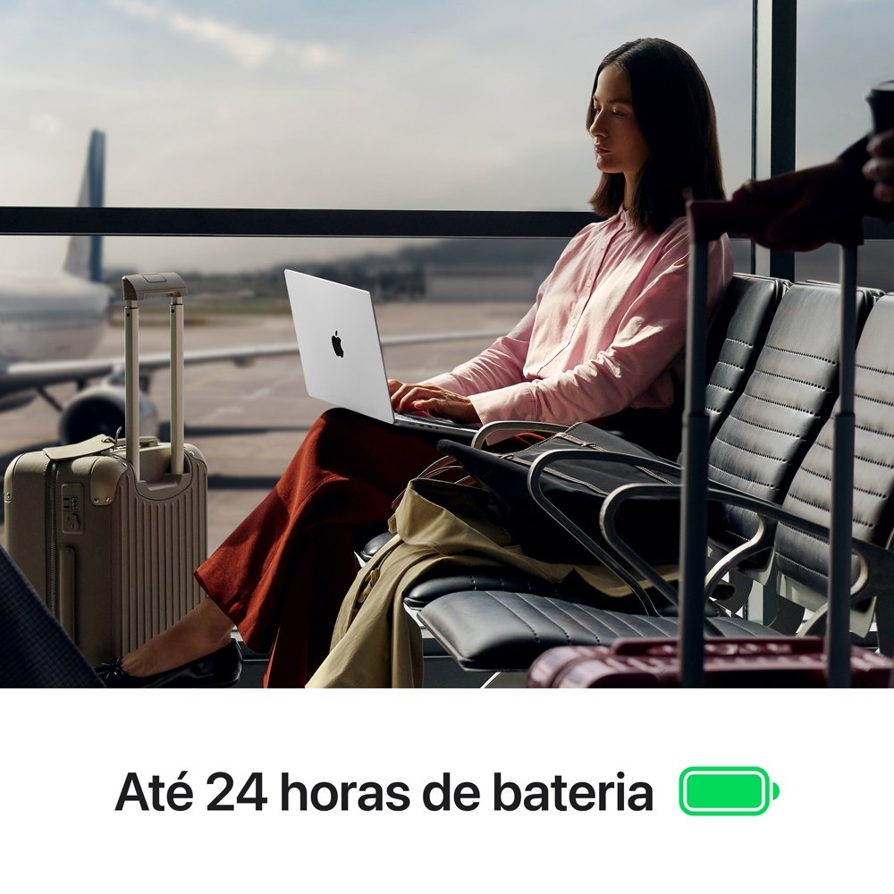 MacBook Pro de 14", M5, CPU de 10 núcleos, GPU de 10 núcleos, 24GB RAM, SSD 1TB, Prateado - MDE64BZ/A