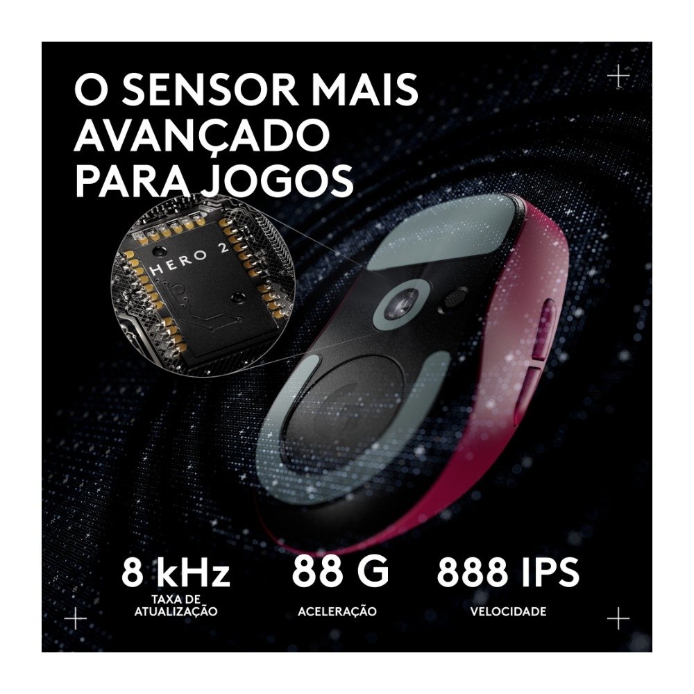 Mouse Gamer Sem Fio Logitech G PRO X SUPERLIGHT 2c, 5 botões, 44000 DPI, Atualização de até 8 kHz, PC e Mac, Magenta -910-007544 Mouse Gamer Sem Fio Logitech G PRO X SUPERLIGHT 2c, 5 botões, 44000 DPI, Atualização de até 8 kHz, PC e Mac, Magenta -910-007544
