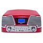 Toca Discos Vitrola Raveo Harmony BT - Bluetooth, CD, MP3, USB e SD Reproduz e Grava, Aux. e FM 10W RMS Bivolt Vermelho