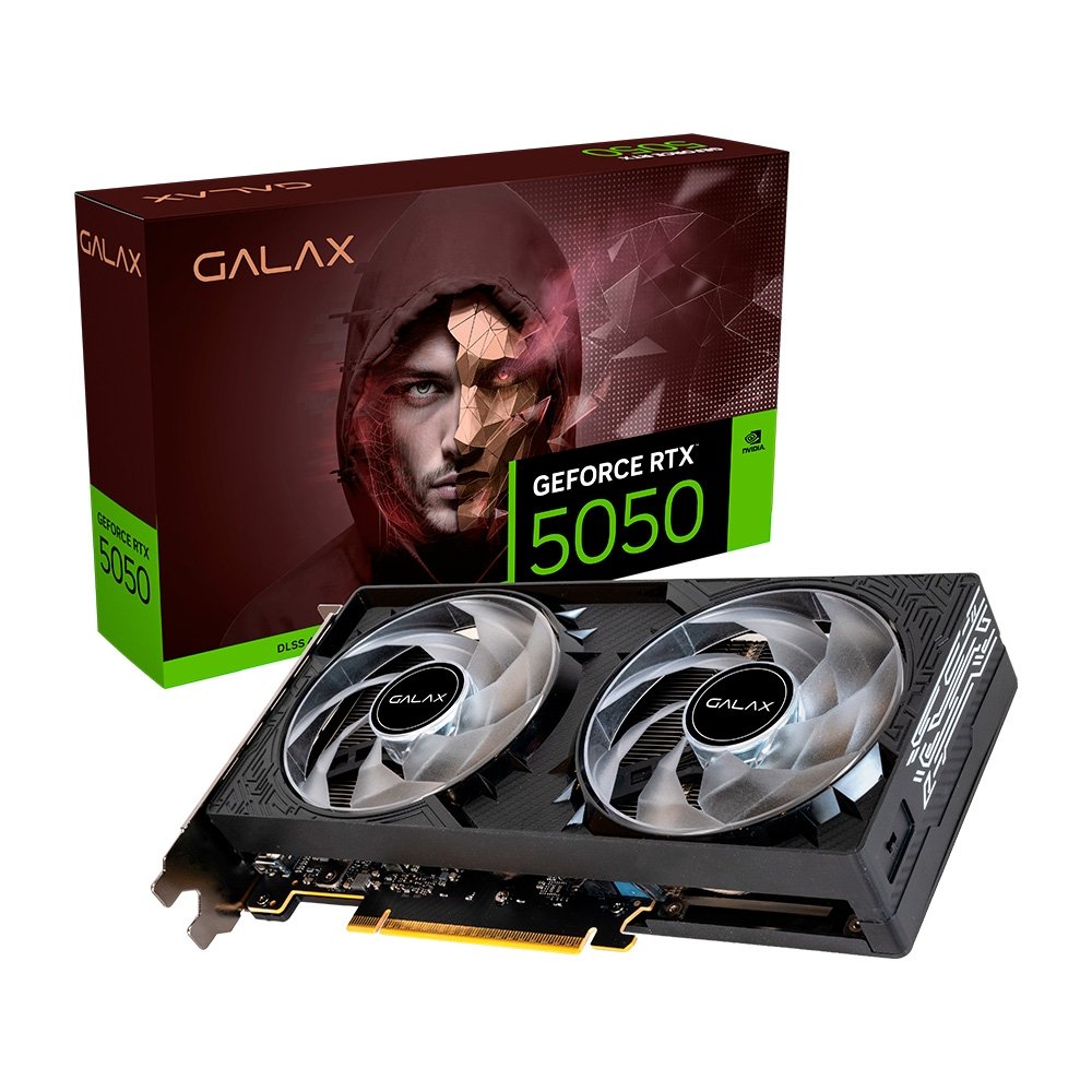 Placa de Vídeo GALAX NVIDIA GeForce RTX 5050 1-Click OC, 8GB, GDDR6, 128-Bits, Ray Tracing, DLSS 4 - 55NSL8MHDXRE