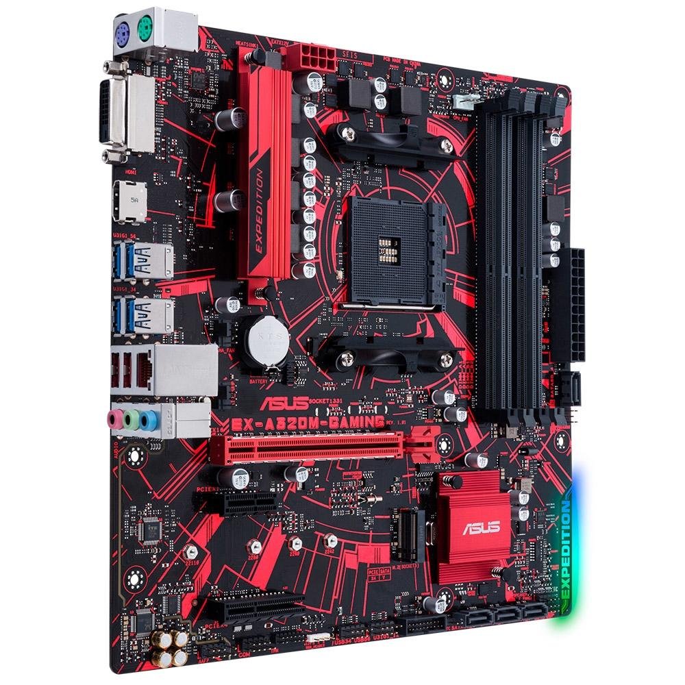 Placa-Mãe ASUS EX-A320M-Gaming, AMD AM4, mATX, DDR4, Preto Placa-Mãe ASUS EX-A320M-Gaming, AMD AM4, mATX, DDR4, Preto
