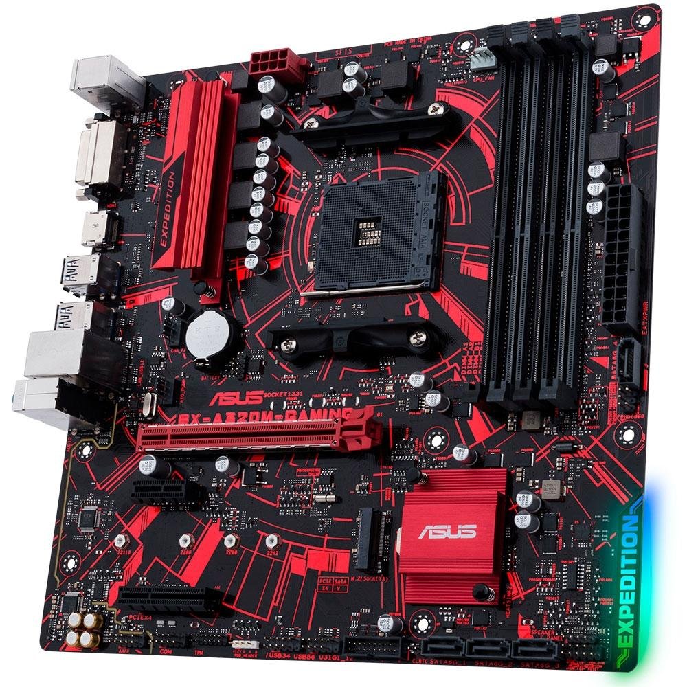 Placa-Mãe ASUS EX-A320M-Gaming, AMD AM4, mATX, DDR4, Preto Placa-Mãe ASUS EX-A320M-Gaming, AMD AM4, mATX, DDR4, Preto